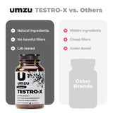 UMZU Testro-X formulation-sans-additifs: packaging soulignant l’approche naturelle.