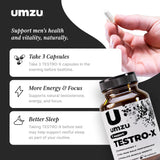 UMZU Testro-X zinc: mise en avant du nutriment clé pour récupération.