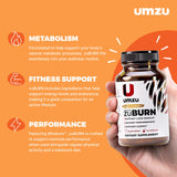ZuBurn UMZU: étiquette produit dévoilant ingrédients et bénéfices possibles.