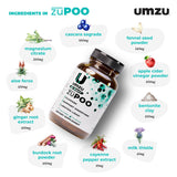 UMZU zuPOO Detox — etiquette claire facilitant l’usage et la connaissance des ingrédients.