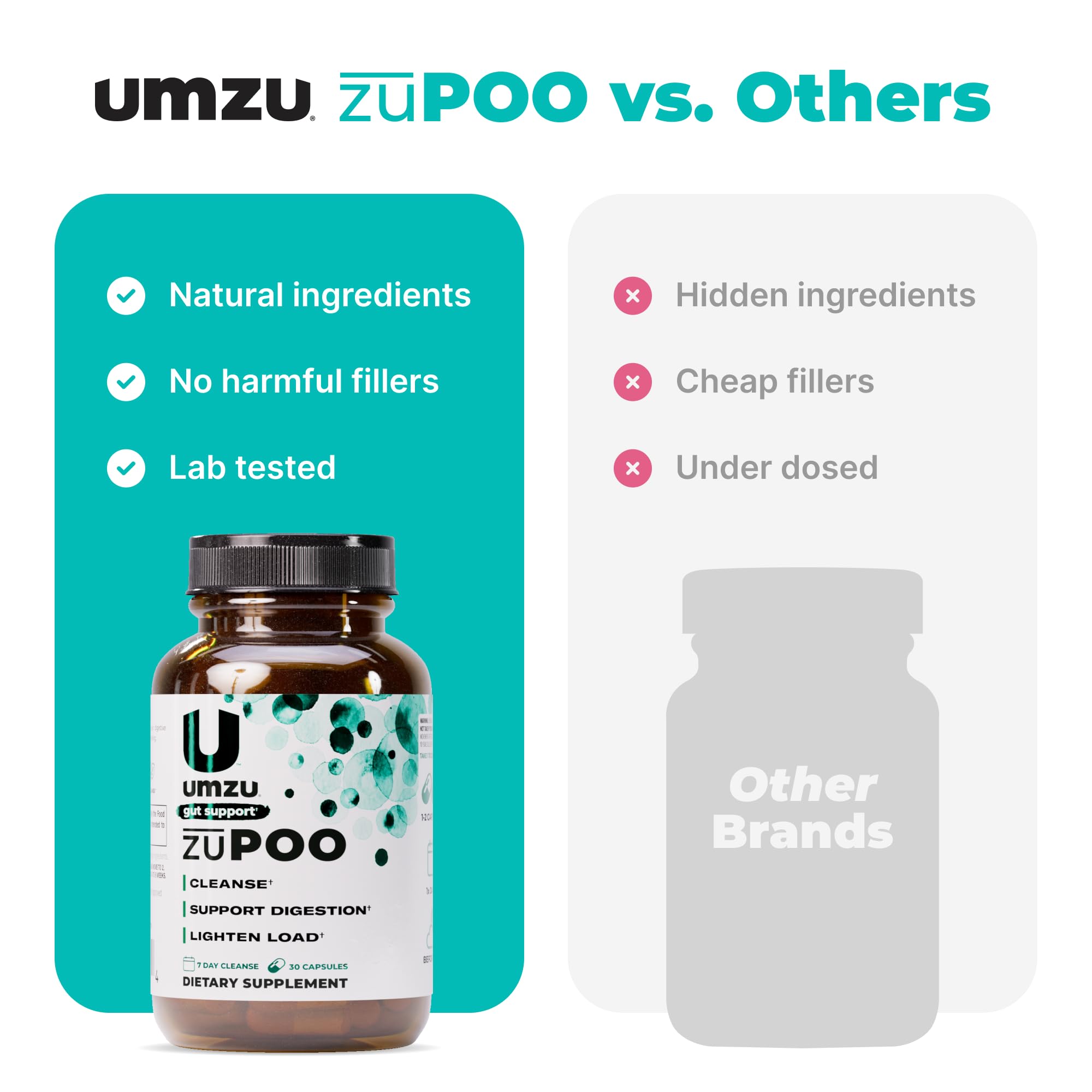 UMZU zuPOO Detox — verre d’eau à côté encourageant une prise régulière.