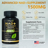 UNcena NAD, ingrédients: NR et résveratrol pour un effet antioxydant synergique.