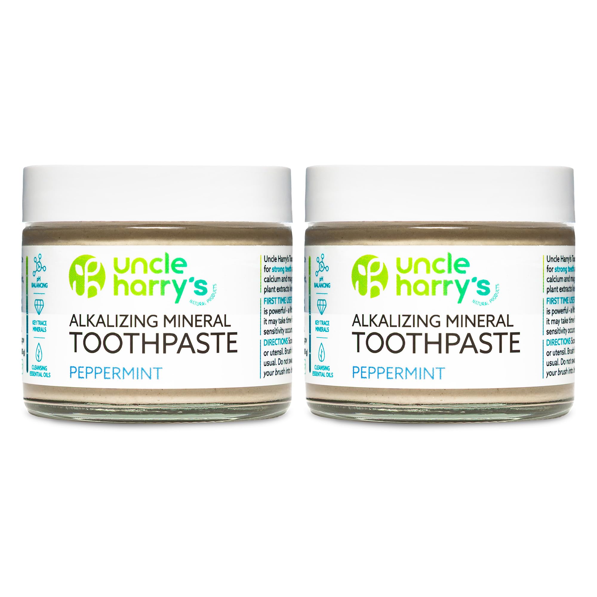 Dentifrice Uncle Harry's menthe dans un emballage verre, zéro déchet et étiquetage fait main.