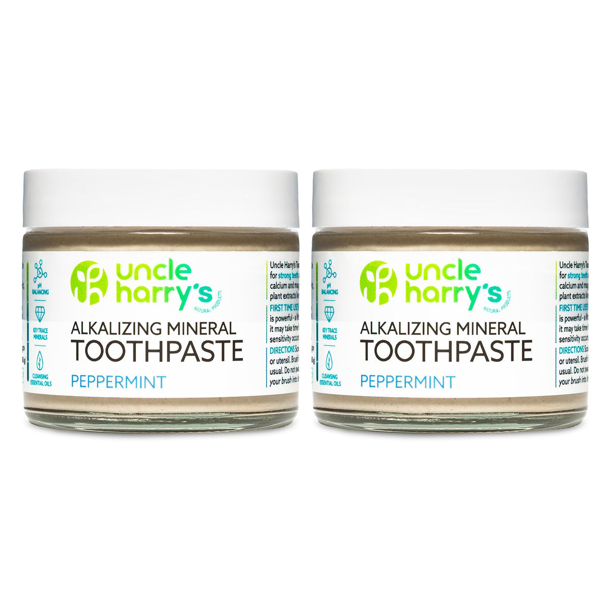 Dentifrice Uncle Harry's menthe dans un emballage verre, zéro déchet et étiquetage fait main.