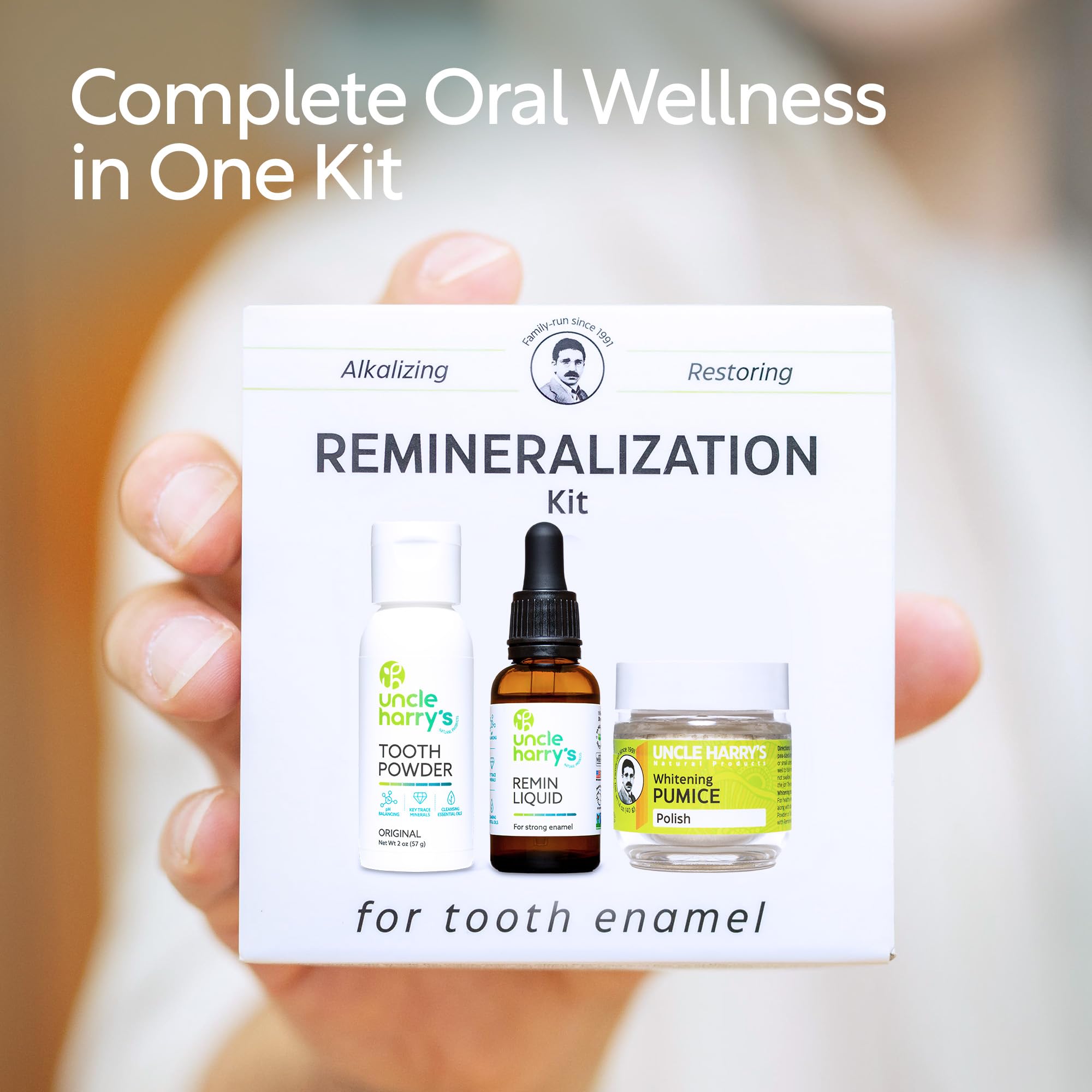 Uncle Harry's Kit Remineralisation Dents: ensemble complet pour renforcer l'émail et l'hygiène.