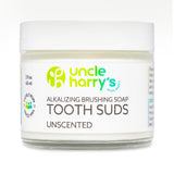 Uncle Harry's pot-verre dentif mousse sans parfum, emballage écologique.