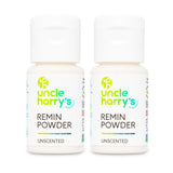 Emballage Uncle Harry's Poudre reminéralisante sans parfum prêt pour utilisation quotidienne.