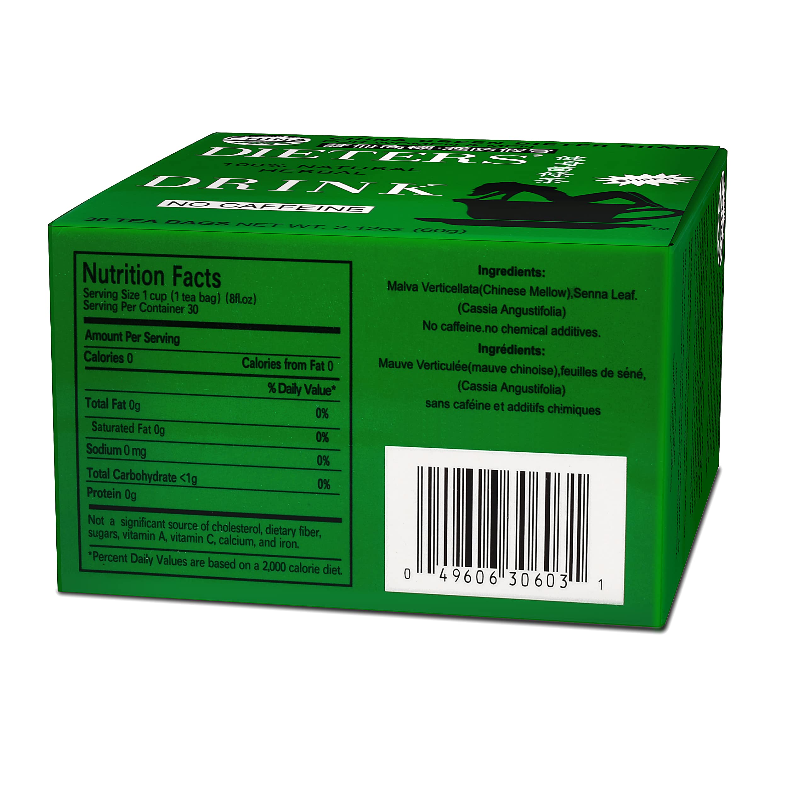 Uncle Lee's Tea – boîte de 30 sachets, thé vert diététique sans caféine.