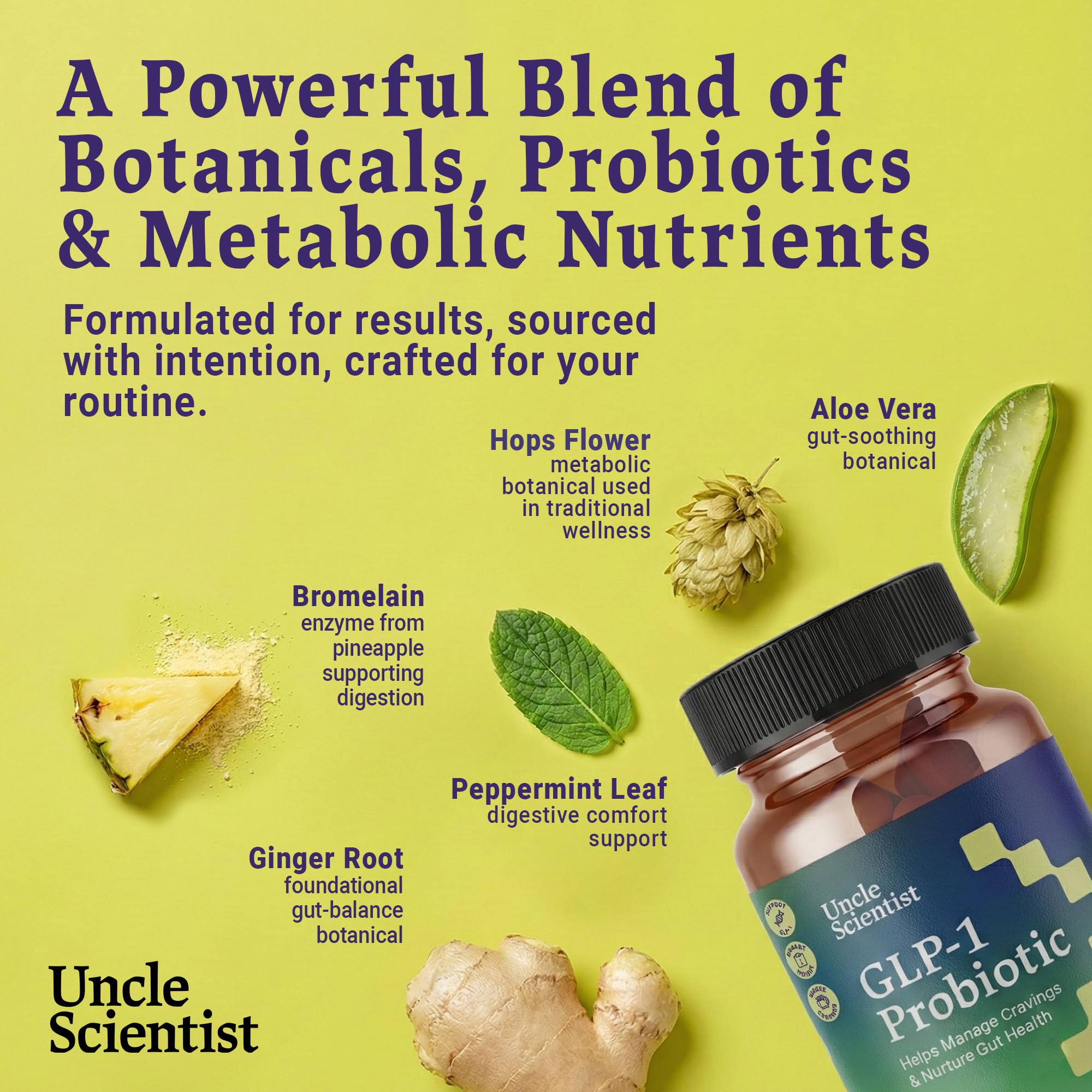 Capsules GLP-1 Probiotique Uncle Scientist ouvertes, démonstration pratique pour avaler facilement.