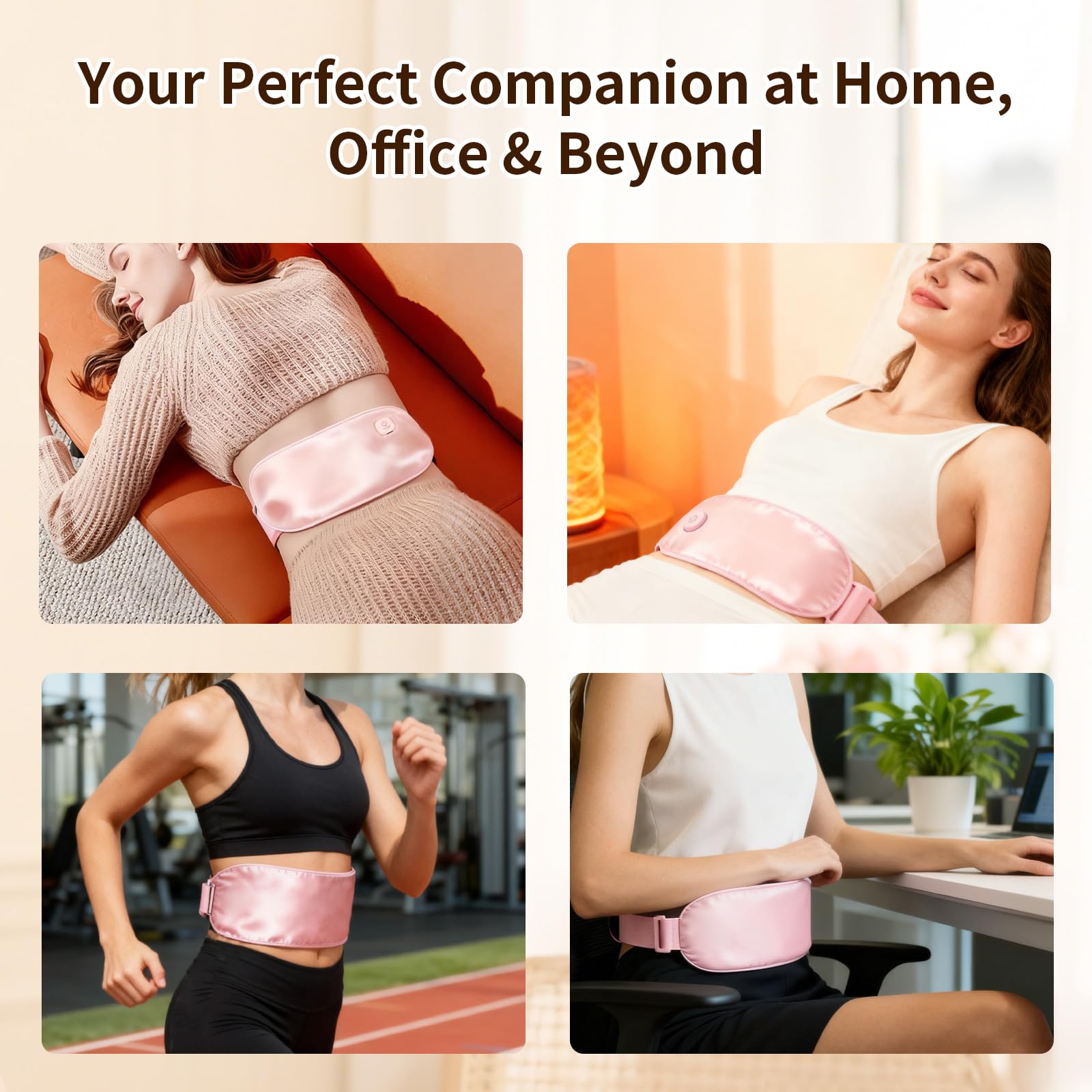 Chauffe-patch portable compact rose: discret et léger pour bureau et voyage.