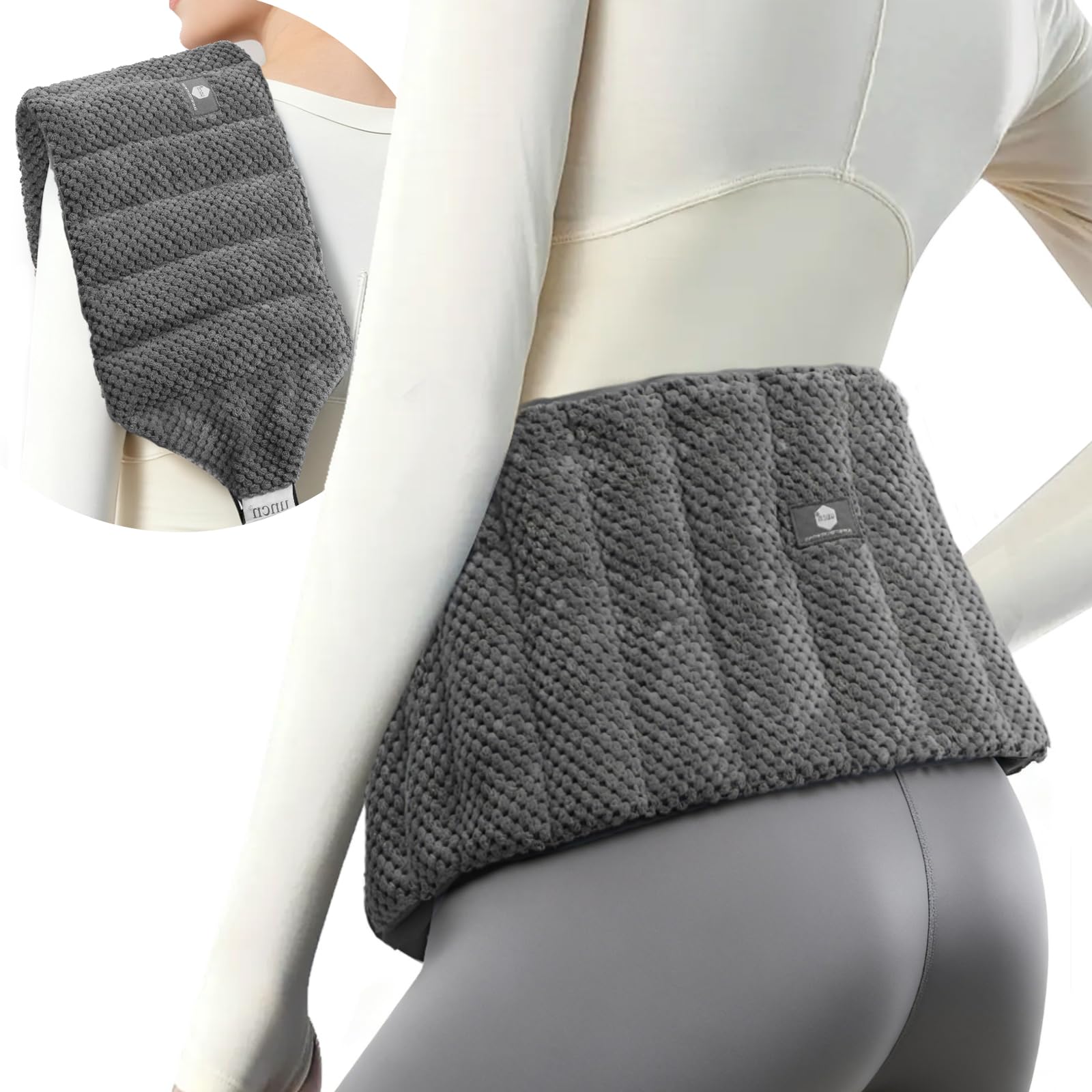 UNCN grand coussin chauffant pour le dos lombaire, chaleur apaisante et réconfort durable.