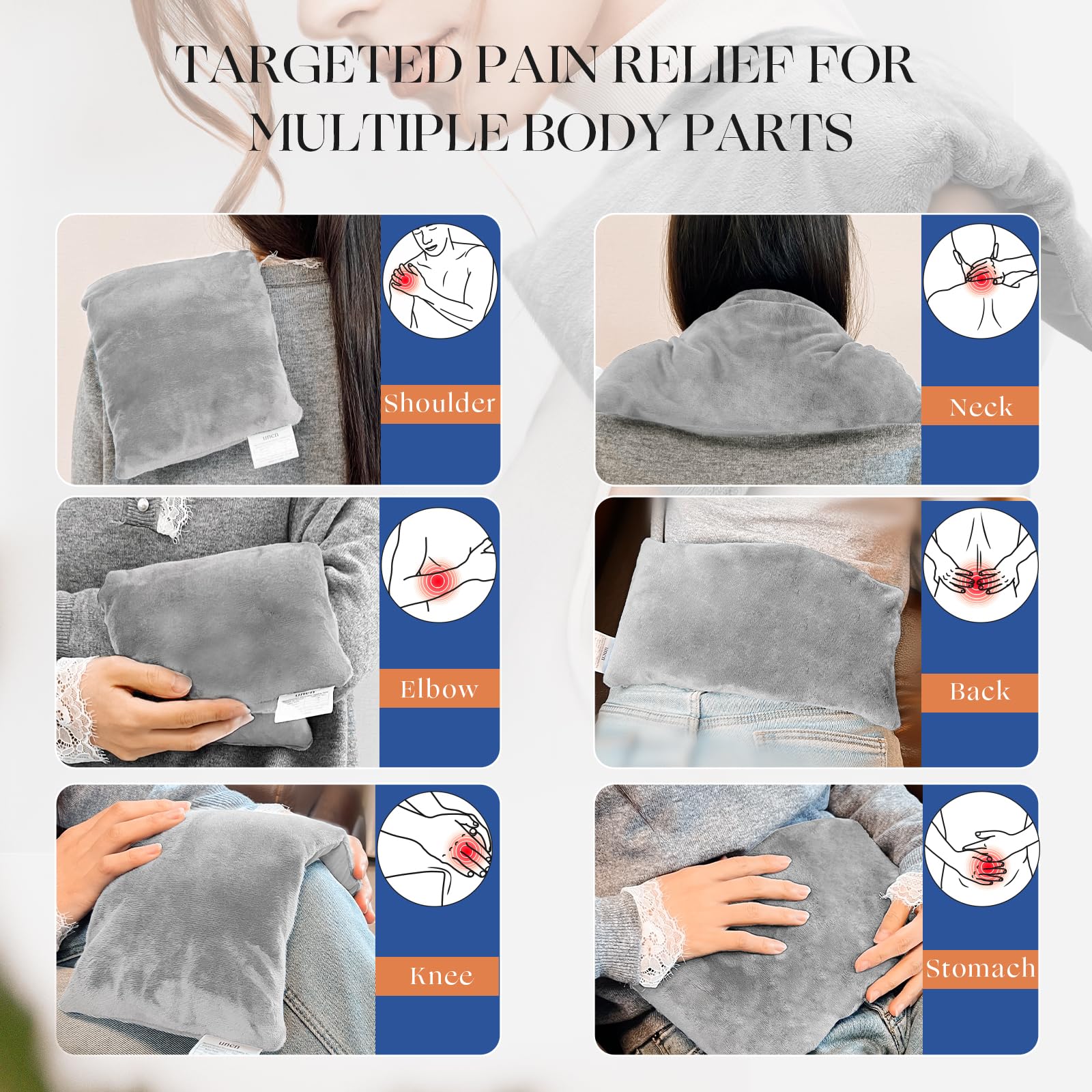 Uncn housse lavable pour compresse chauffante, toucher doux et hygiène aisée.