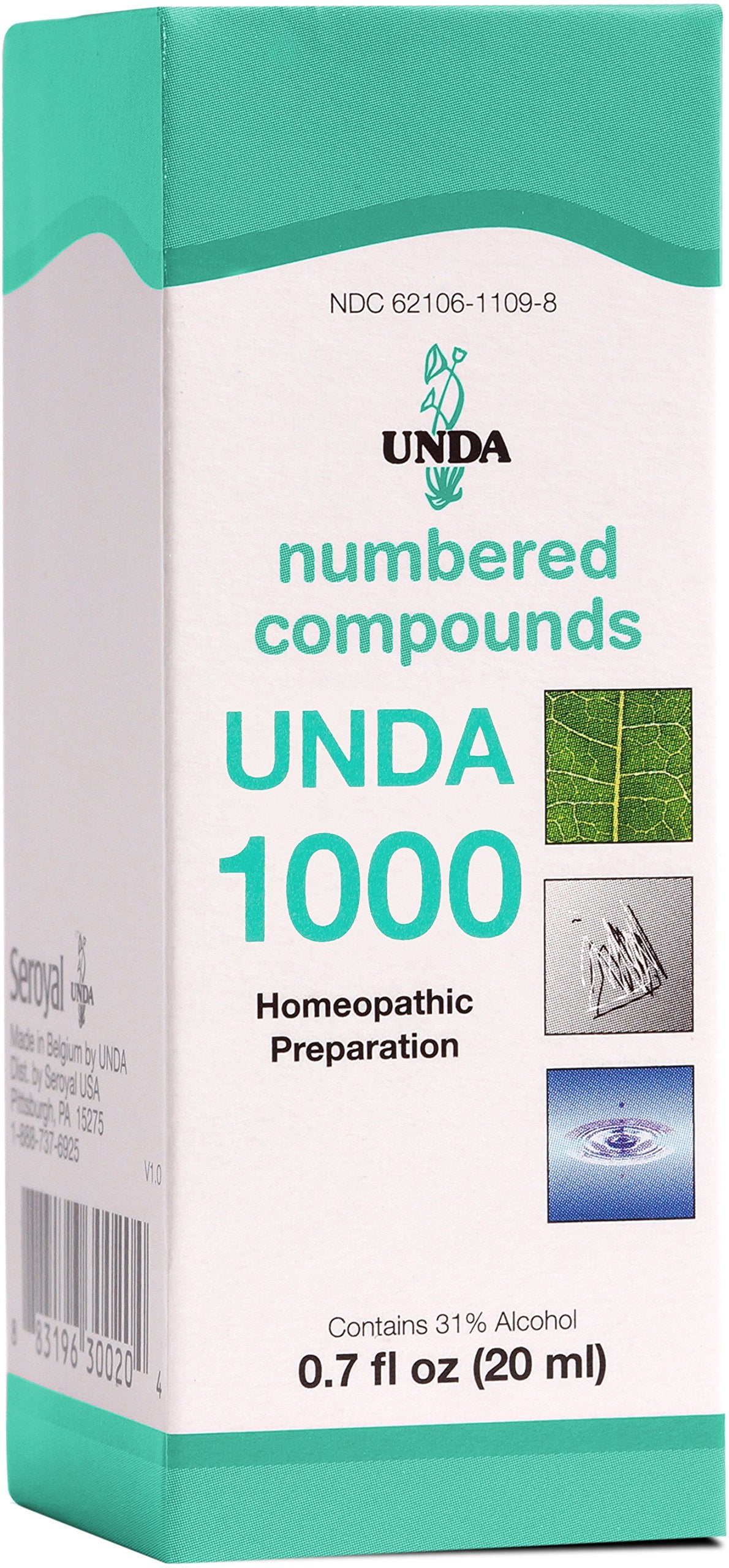 UNDA 1000 Composés numérotés – bouteille prête à l'emploi pour un usage domestique potentiel.