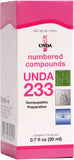 UNDA 233 Composés Numérotés — bouteille pratique pour dosages précis dans la routine quotidienne.