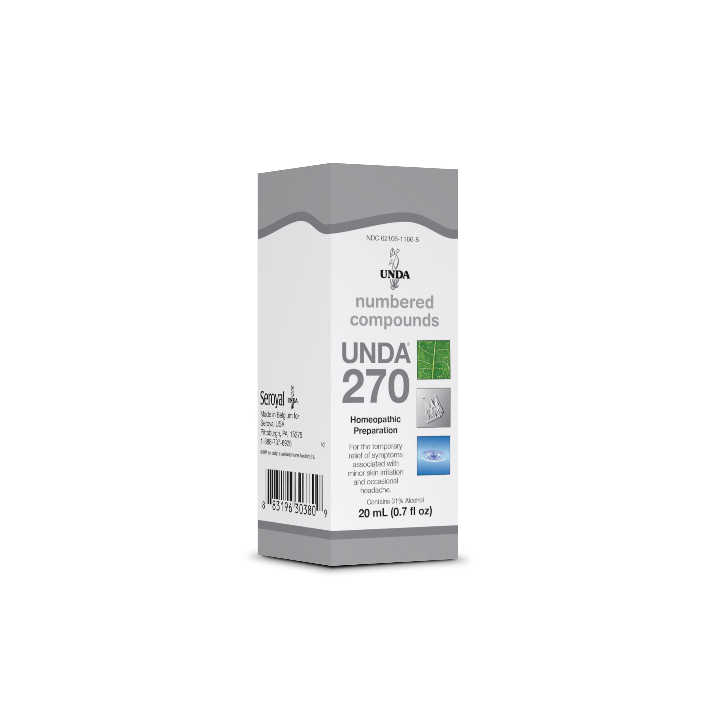 UNDA 270 Composés Numérotés, bouteille, soutien potentiel des fonctions physiologiques.