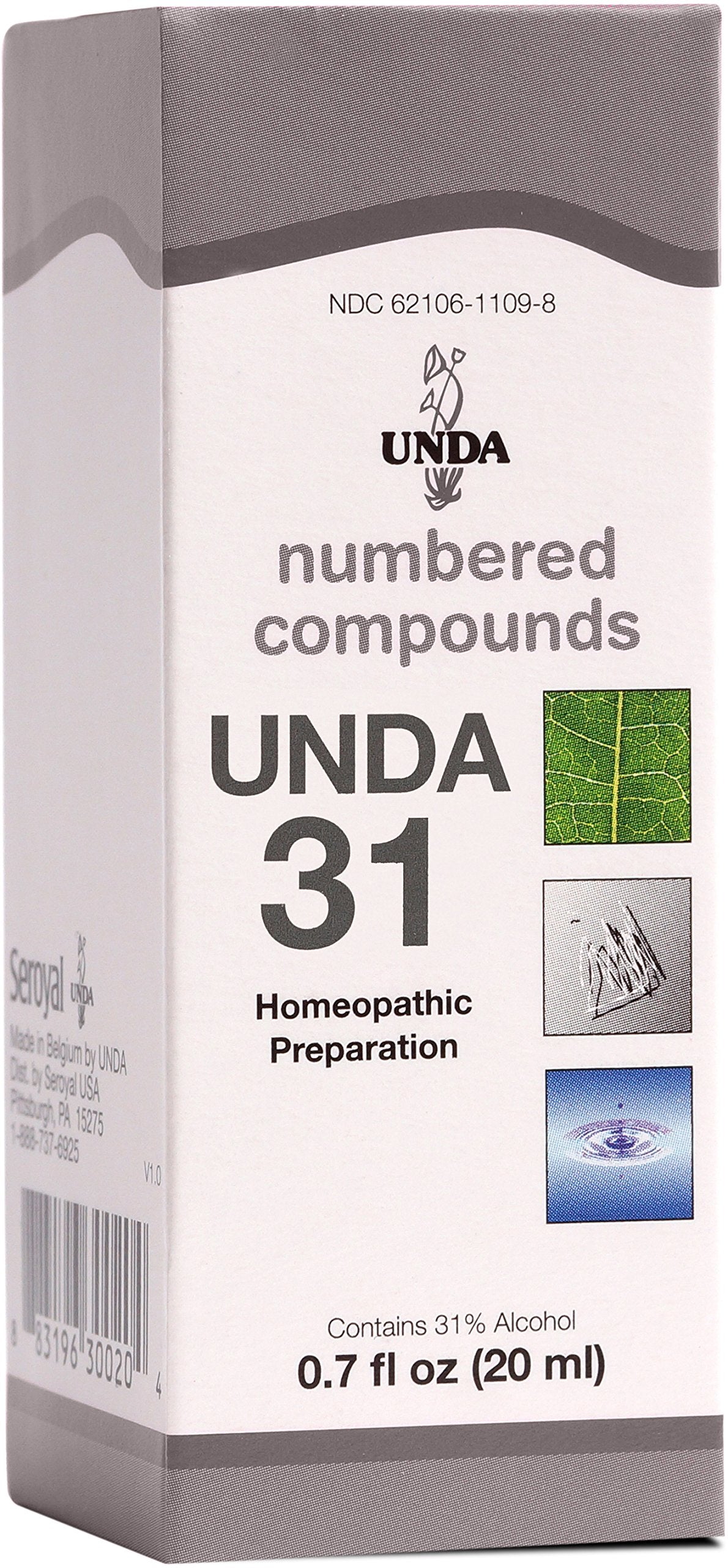 UNDA 31: bouteille de composés numérotés idéale pour une routine bien-être.