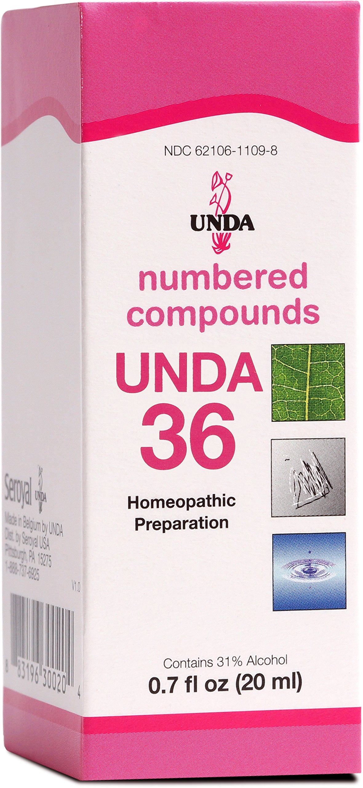 Bouteille UNDA 36 Composes Numerotes, idéale pour une utilisation douce et naturelle.