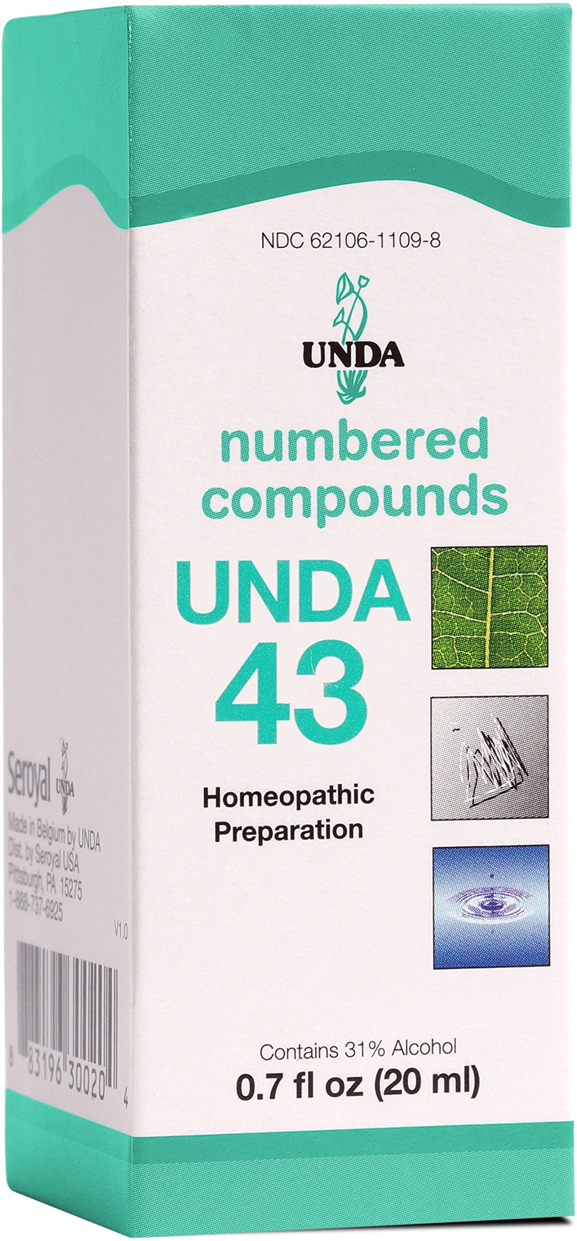 UNDA 43 numérotés - flacon: soutien potentiel au drainage des toxines et au bien-être
