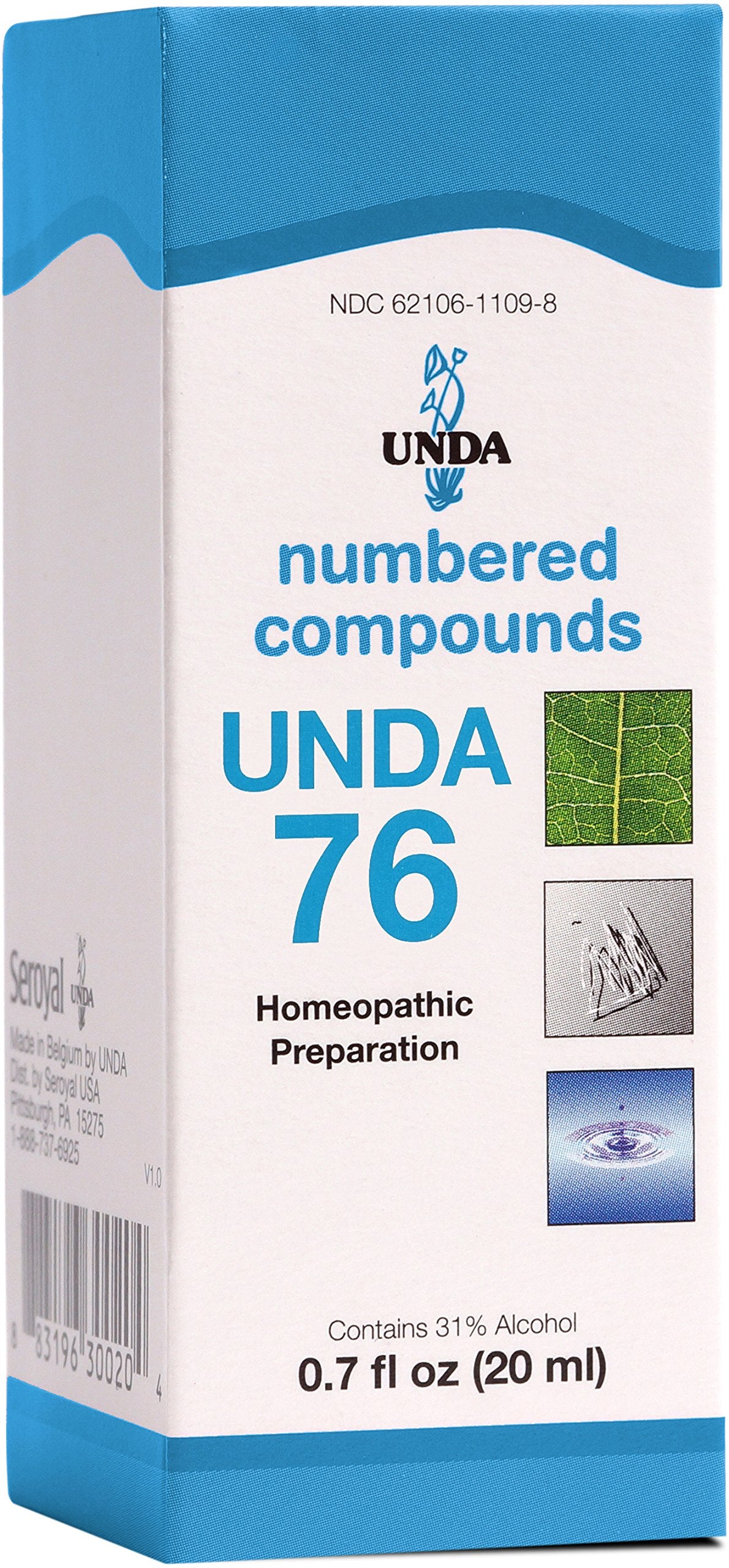 UNDA 76 Composés numérotés – bouteille avec compte-gouttes pour une administration précise.