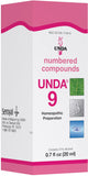 UNDA 9 Composés Numérotés, bouteille, soutient potentiellement le drainage et l'équilibre des énergies.