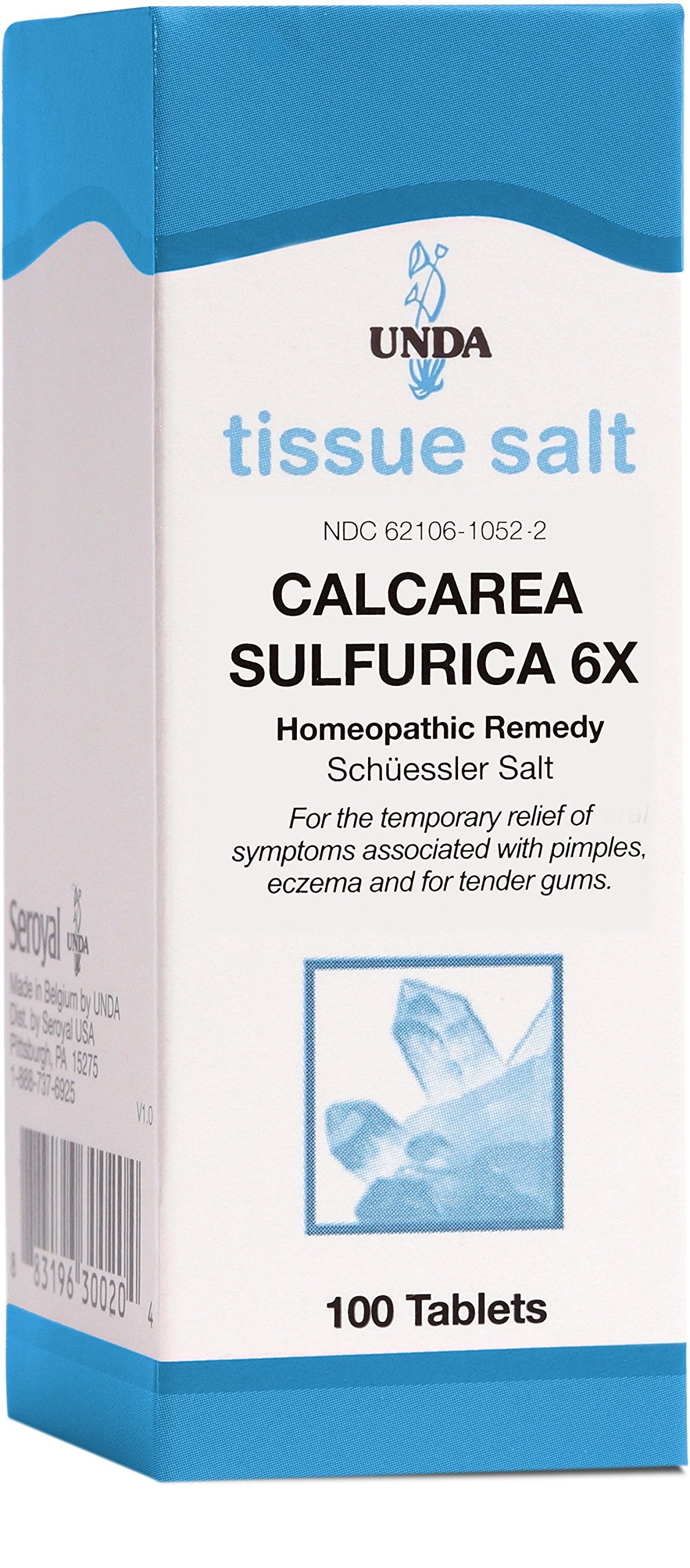 UNDA Calcarea Sulfurica 6X, bouteille prête à l’emploi pour irritations cutanées.