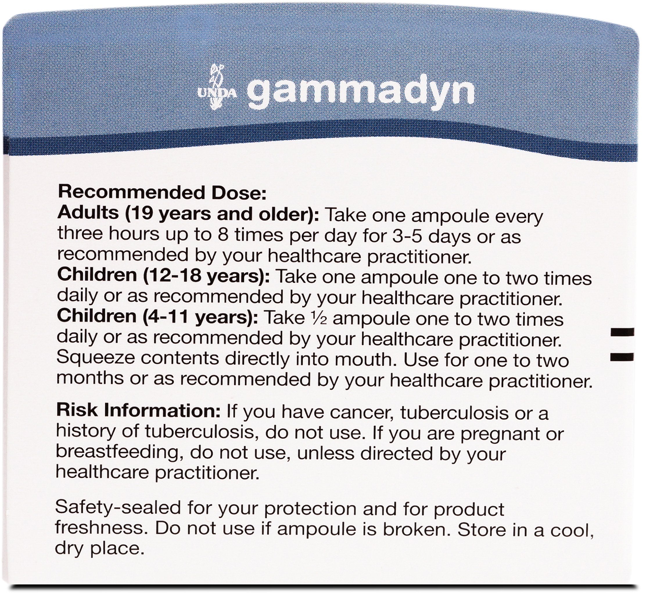 UNDA GAMMADYN Mn, dose par ampoule, simplicité d administration.