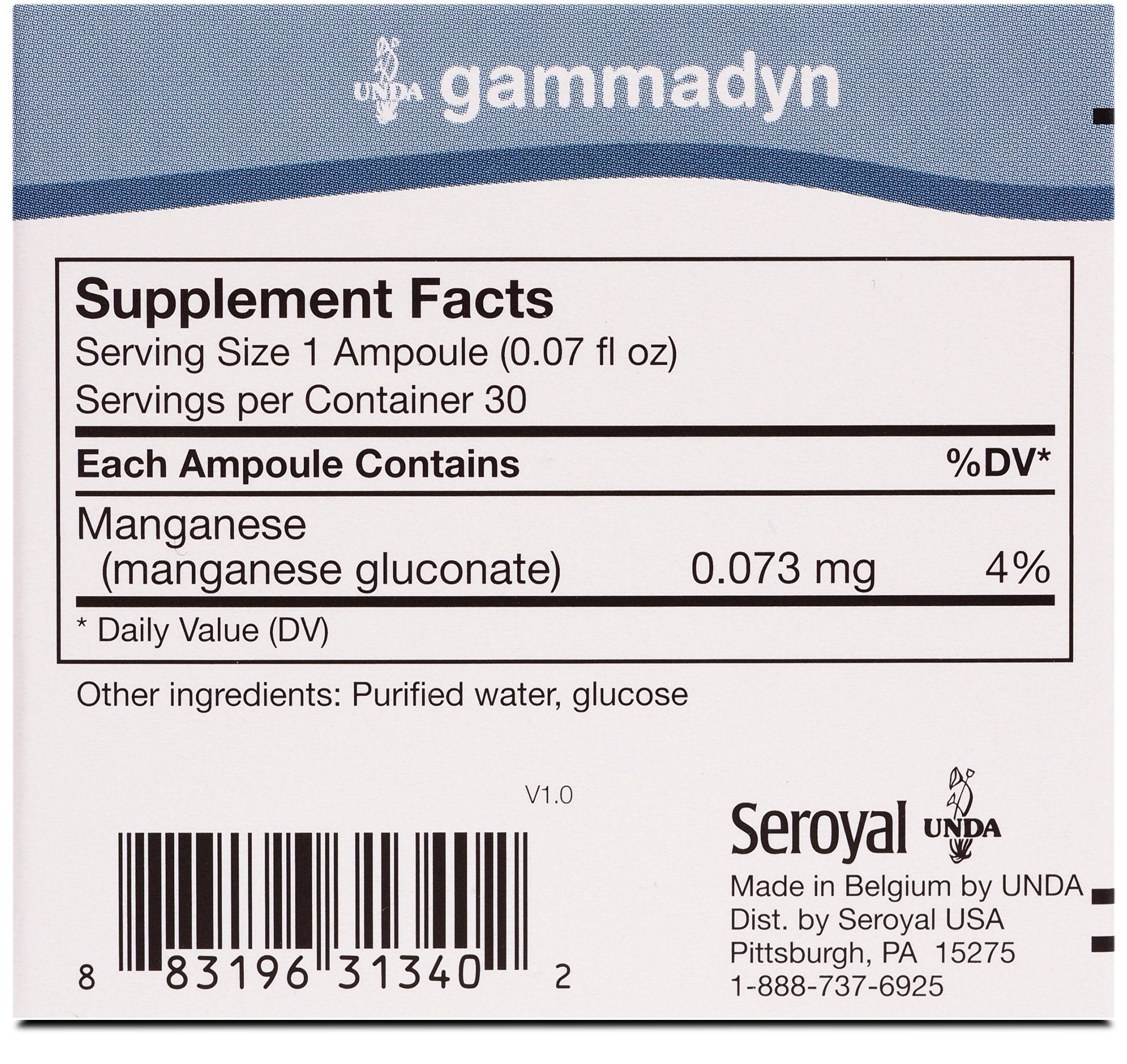 UNDA GAMMADYN Mn, emballage 30 ampoules, pratique pour routine quotidienne.