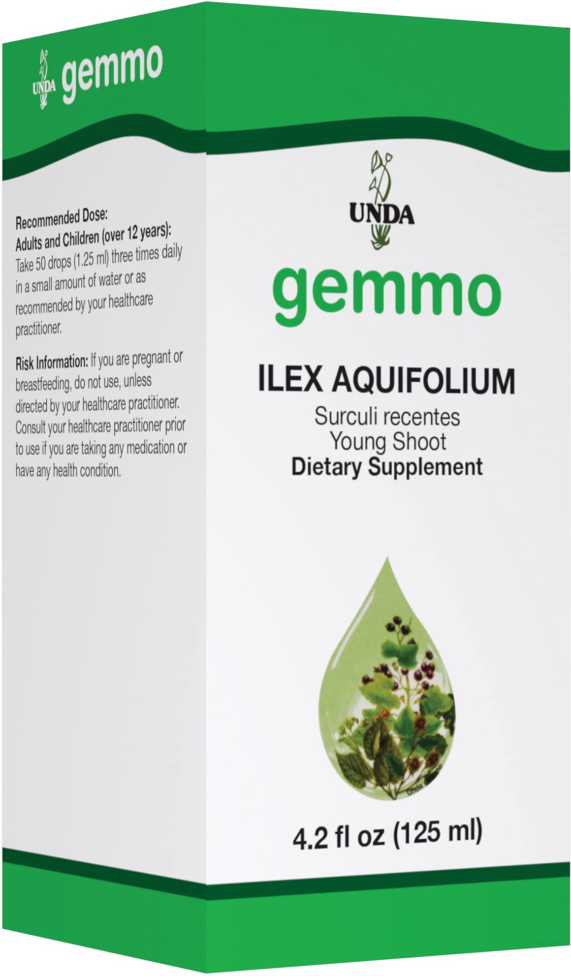 UNDA Gemmo Therapy Ilex Aquifolium – bourgeon jeune, soutien potentiel au drainage naturel.