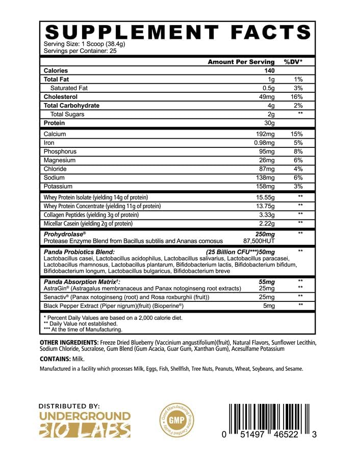 Underground Bio Labs Panda Fuel – collagene hydrolysee en flacon, texture veloute