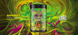 Rampage Panda Supps Underground Bio Labs, goût kiwi-litchi-ananas avec potentiel boost énergétique.