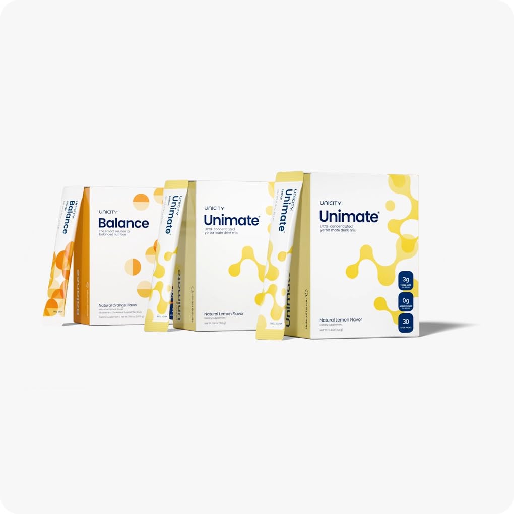 Unicity Feel Great System Balance Orange, bouteille prête pour le rituel matinal.