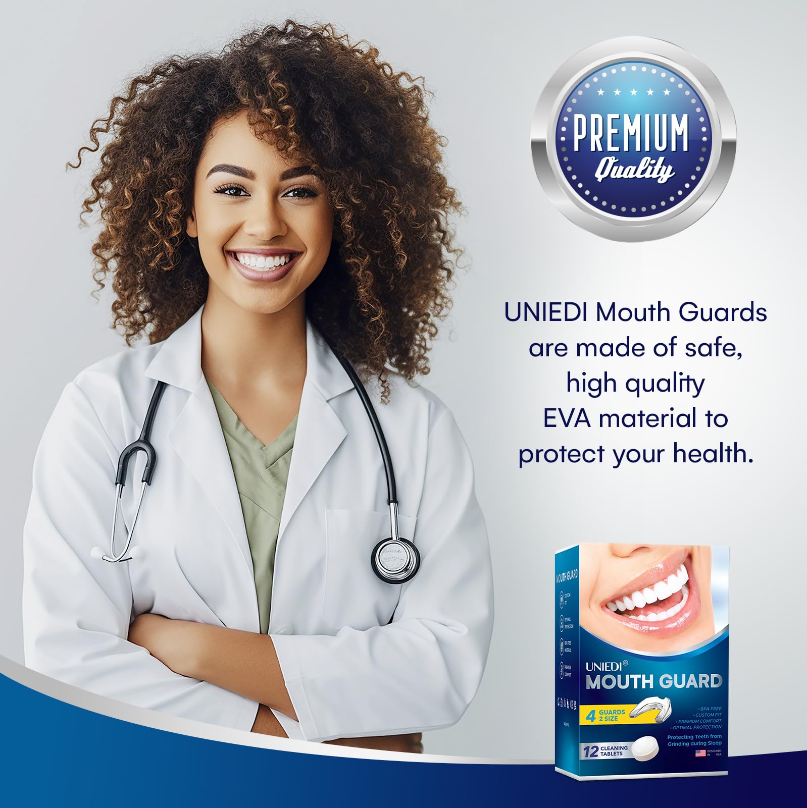 UNIEDI garde-dents-bruxisme-moulable montre le moulage maison pour un ajustement personnalisé