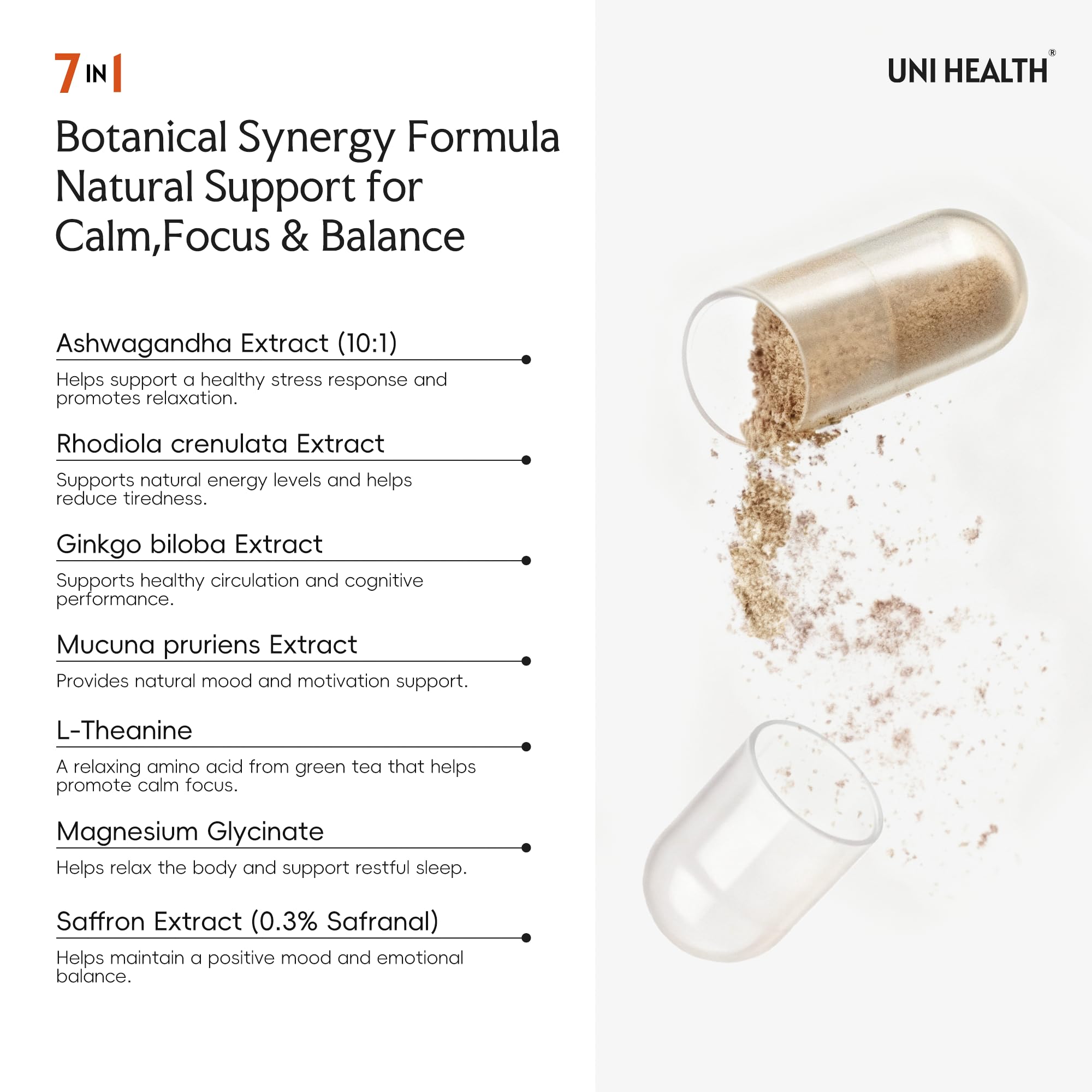 Unihealth Ginkgo – extrait, soutien potentiel de la mémoire et de la concentration visuelle.