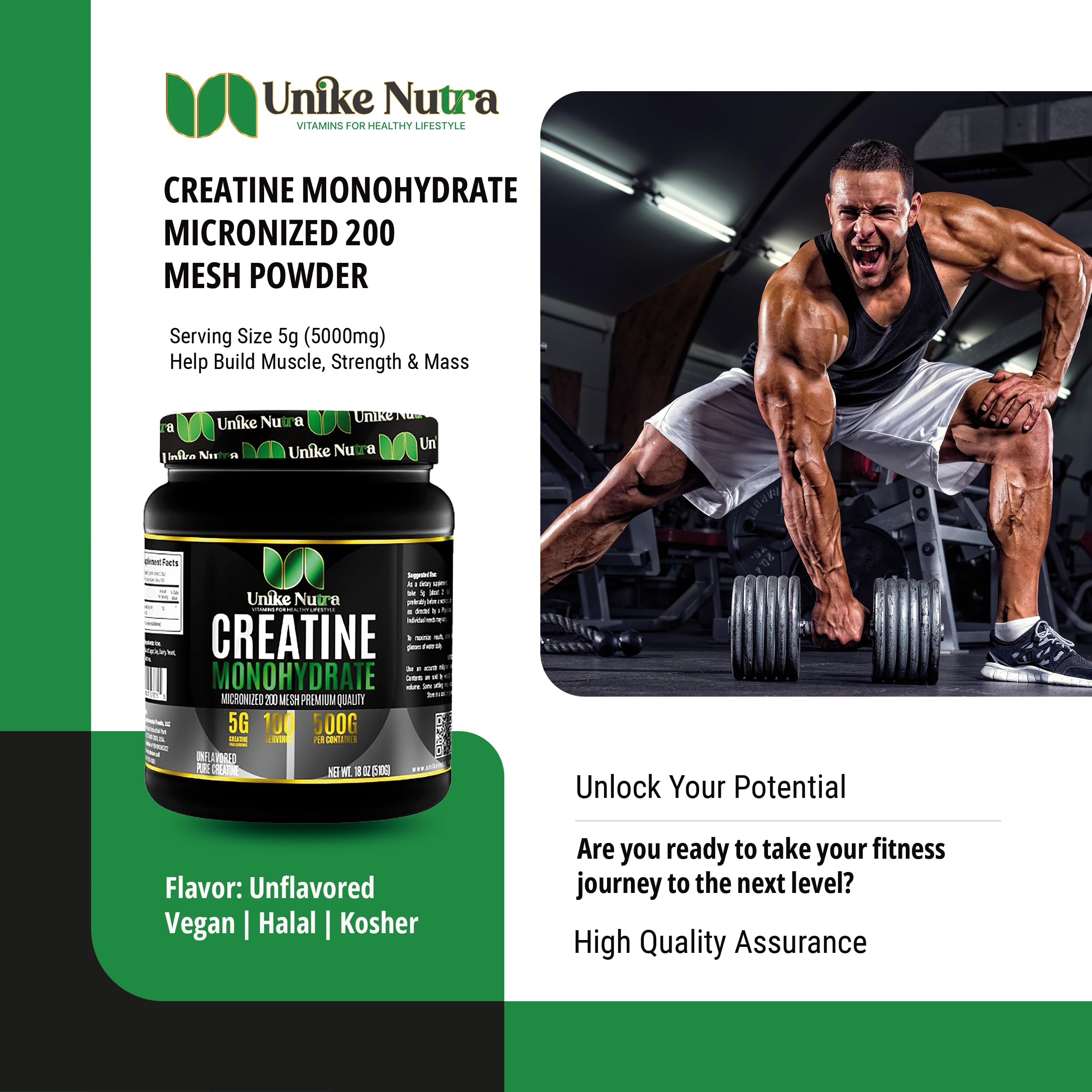 Doseur inclus pour Unike Nutra Creatine Monohydrate, dosage précis.