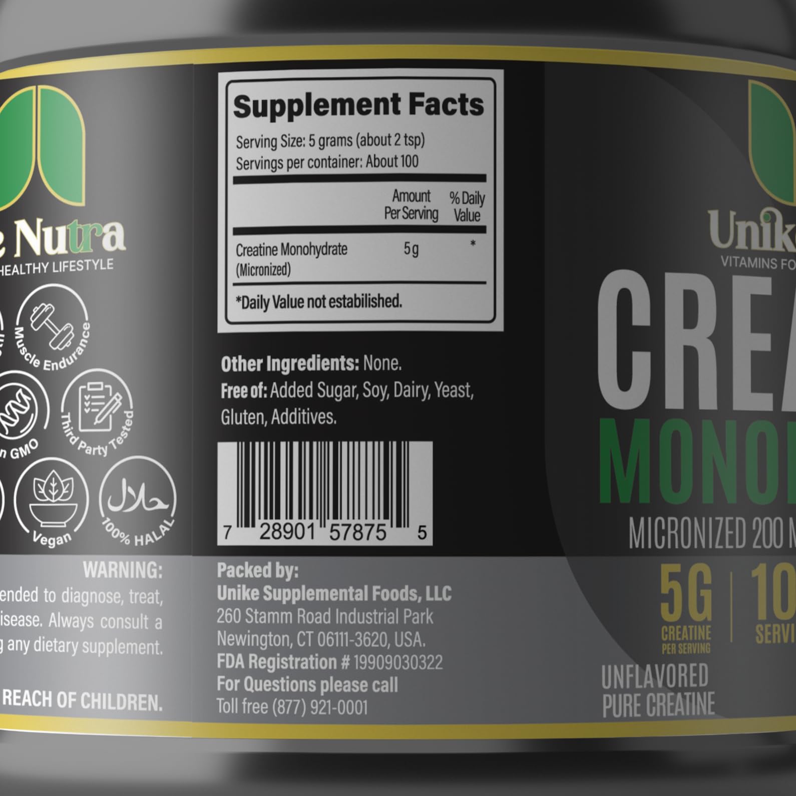 Dissolution rapide dans l'eau avec Unike Nutra Creatine Monohydrate.