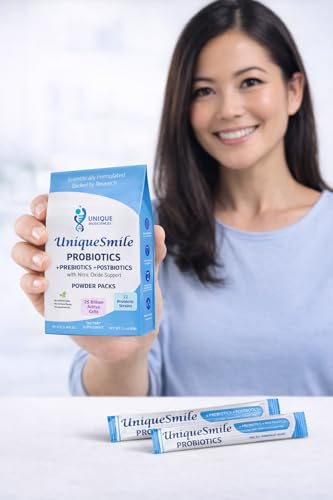 Sachets UniqueSmile Probiotiques prêts à consommer.