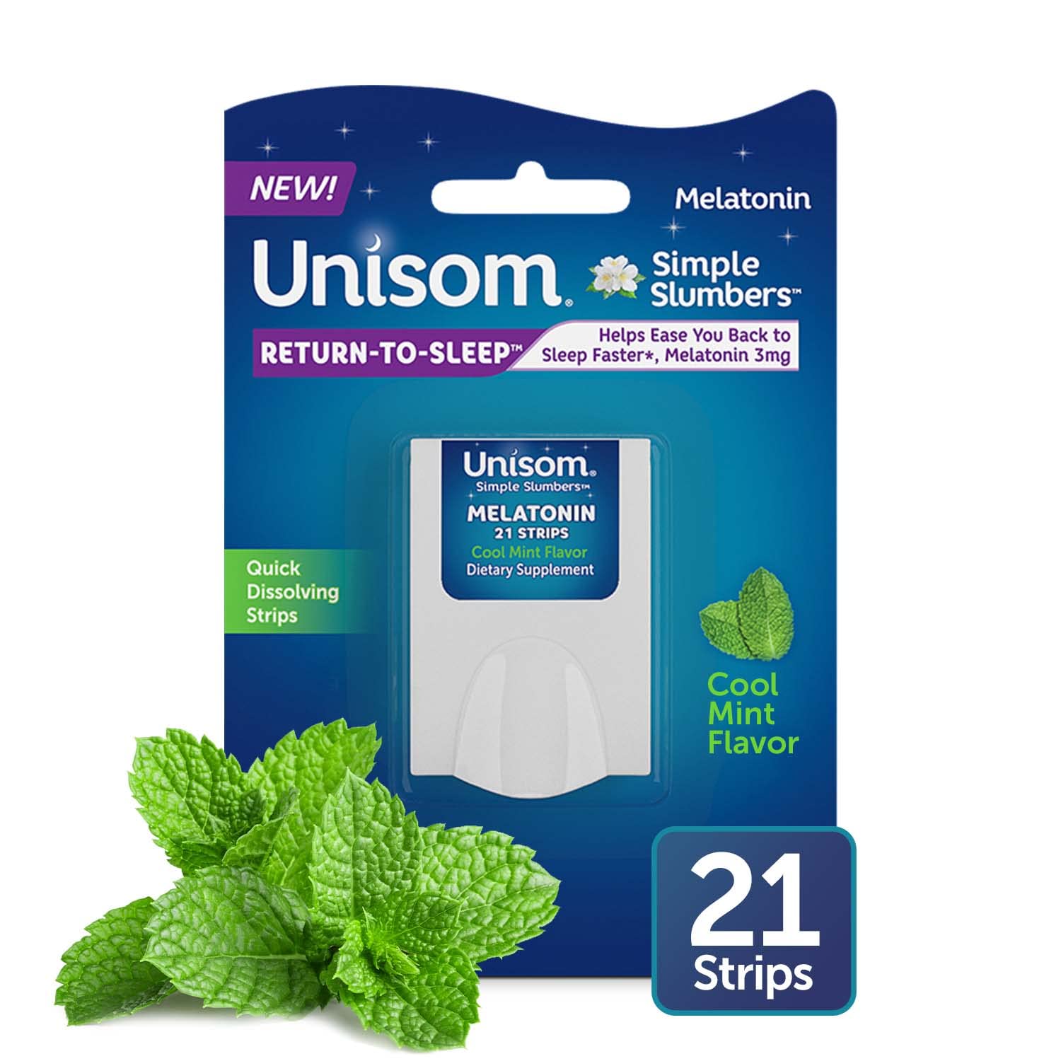 Unisom Simple Slumbers bande dissolvante menthe glaciale facilitant le retour au sommeil