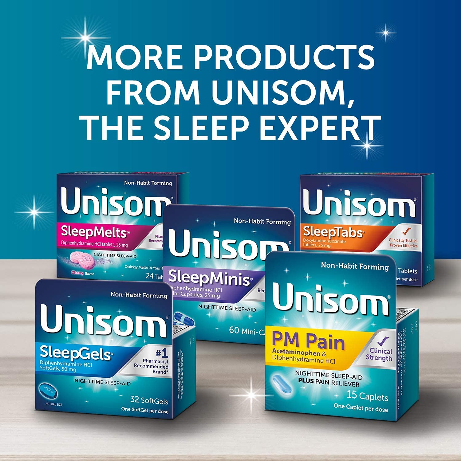 Étiquette Unisom SleepGels clairement visible pour vérifier les informations.