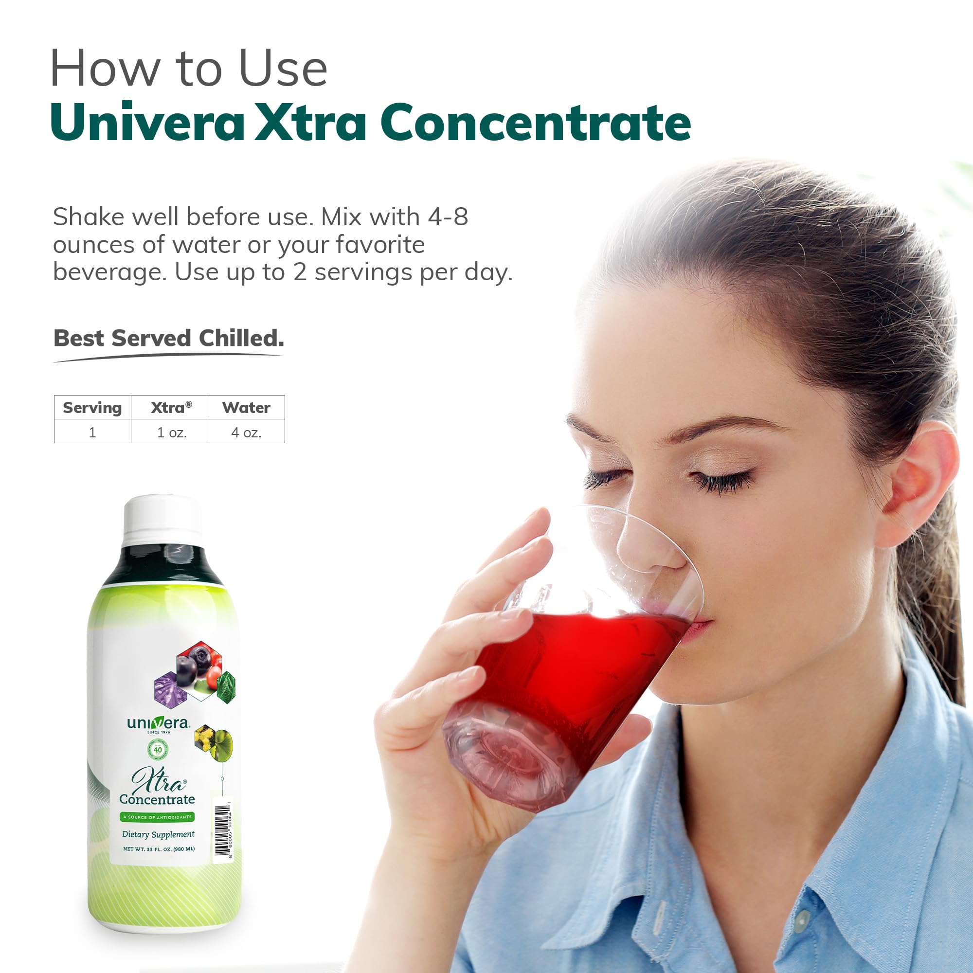 Emballage Univera Xtra Concentrate sur étagère, prêt à réapprovisionner.