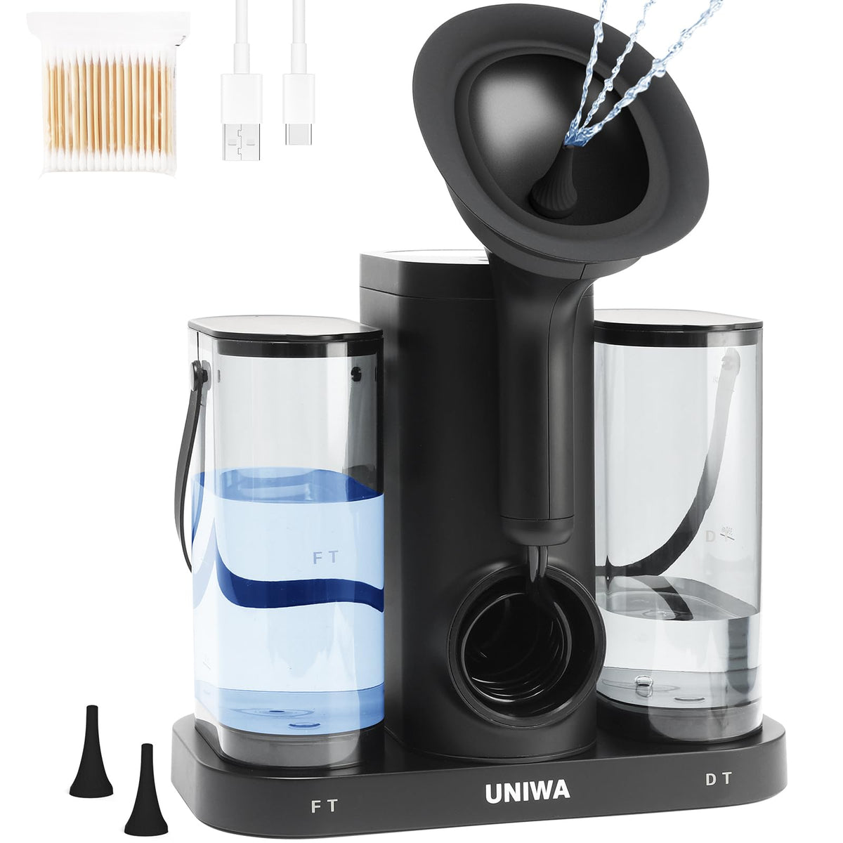 UNIWA nettoyeur d’oreilles électrique montrant l’effet avant-après pour un nettoyage doux
