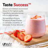 Unjury Poudre Whey Fraise – Lait chaud : parfait pour une boisson réconfortante