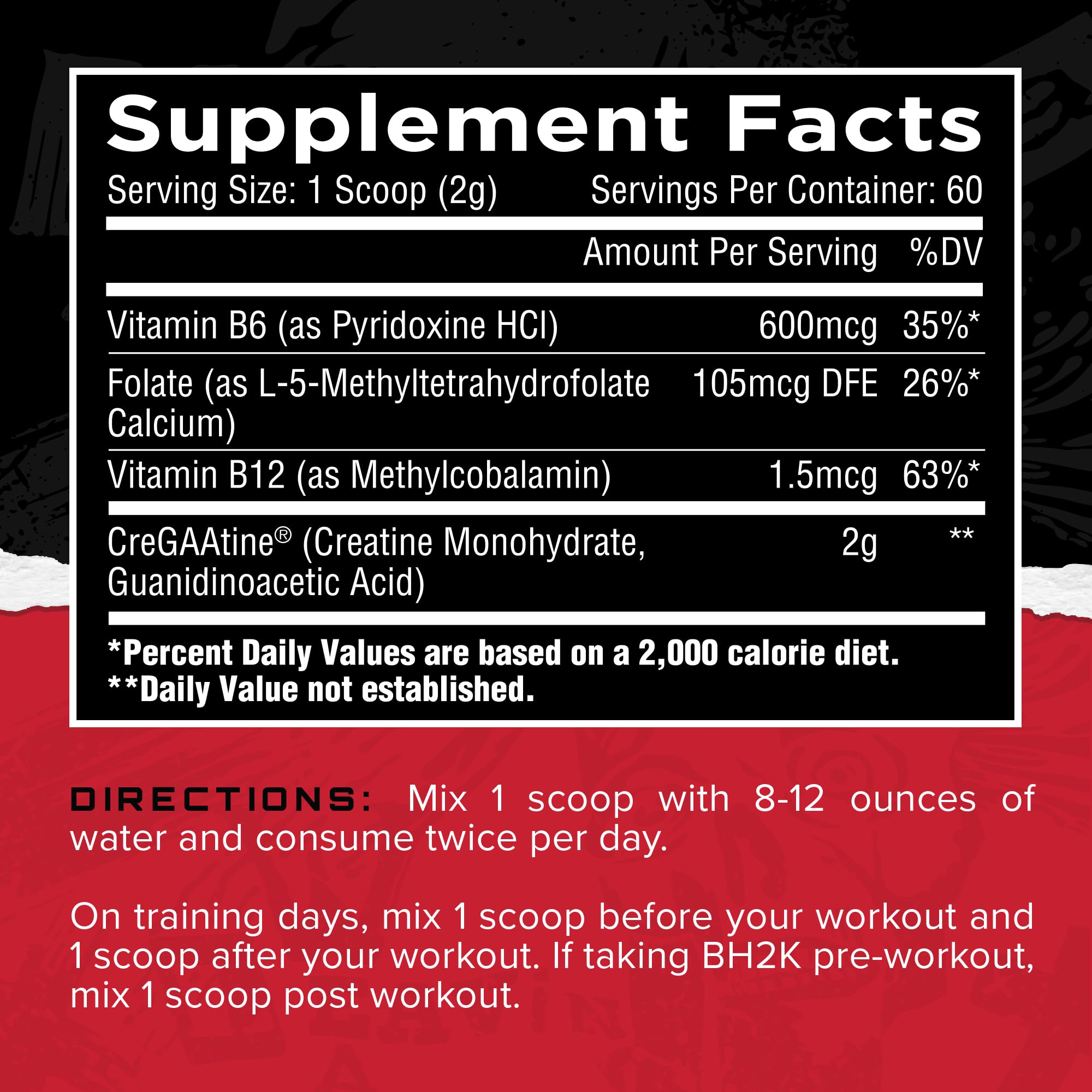 Scoop CreGAAtine indiquant la dose pour pré-entraînement