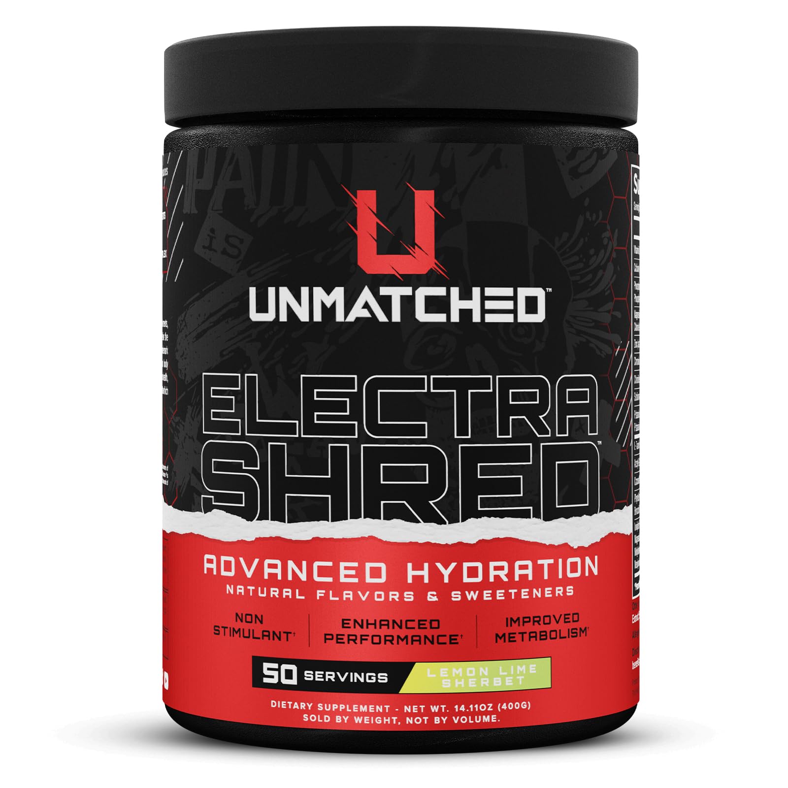Unmatched Electrashred, versement dans la bouteille pour une hydratation sans stimulant pendant l’entraînement.