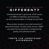 Unmatched Isolate étiquette nutrition claire, portions faciles à comprendre.