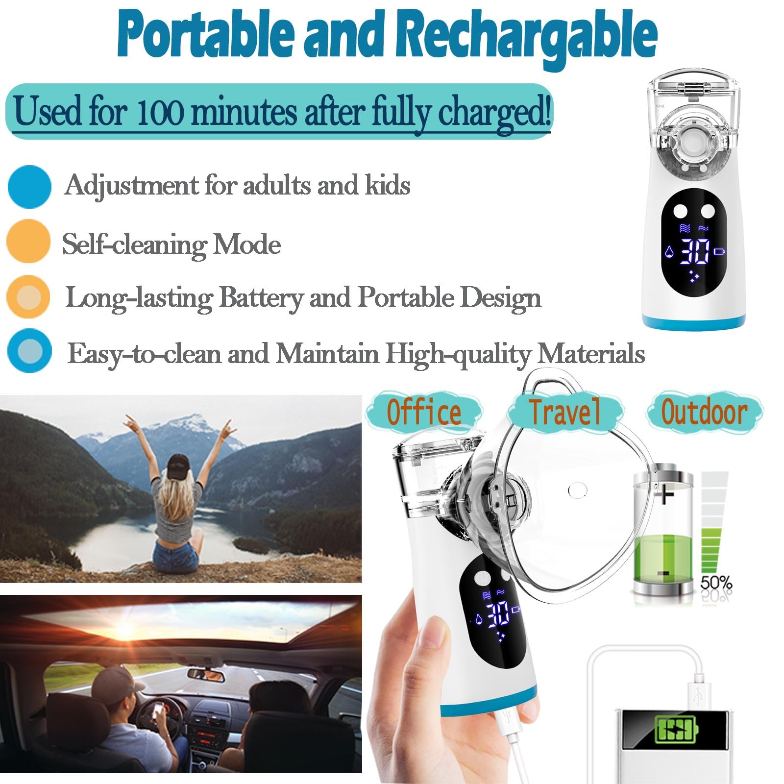 Recharge USB-C rapide pour le nébuliseur UNOSEKS.