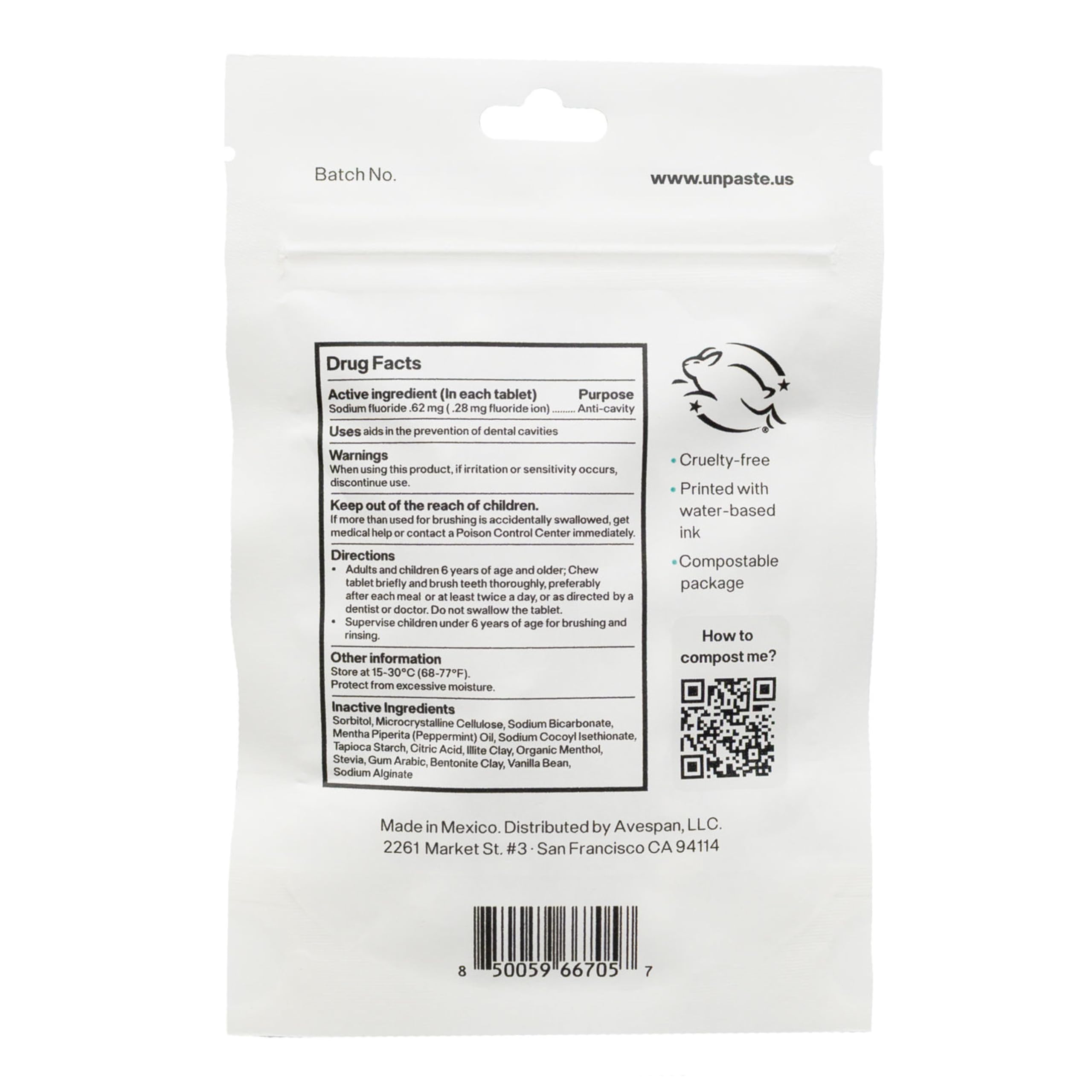 Unpaste tablettes dentifrice dissolution lisse pour un brossage agréable.