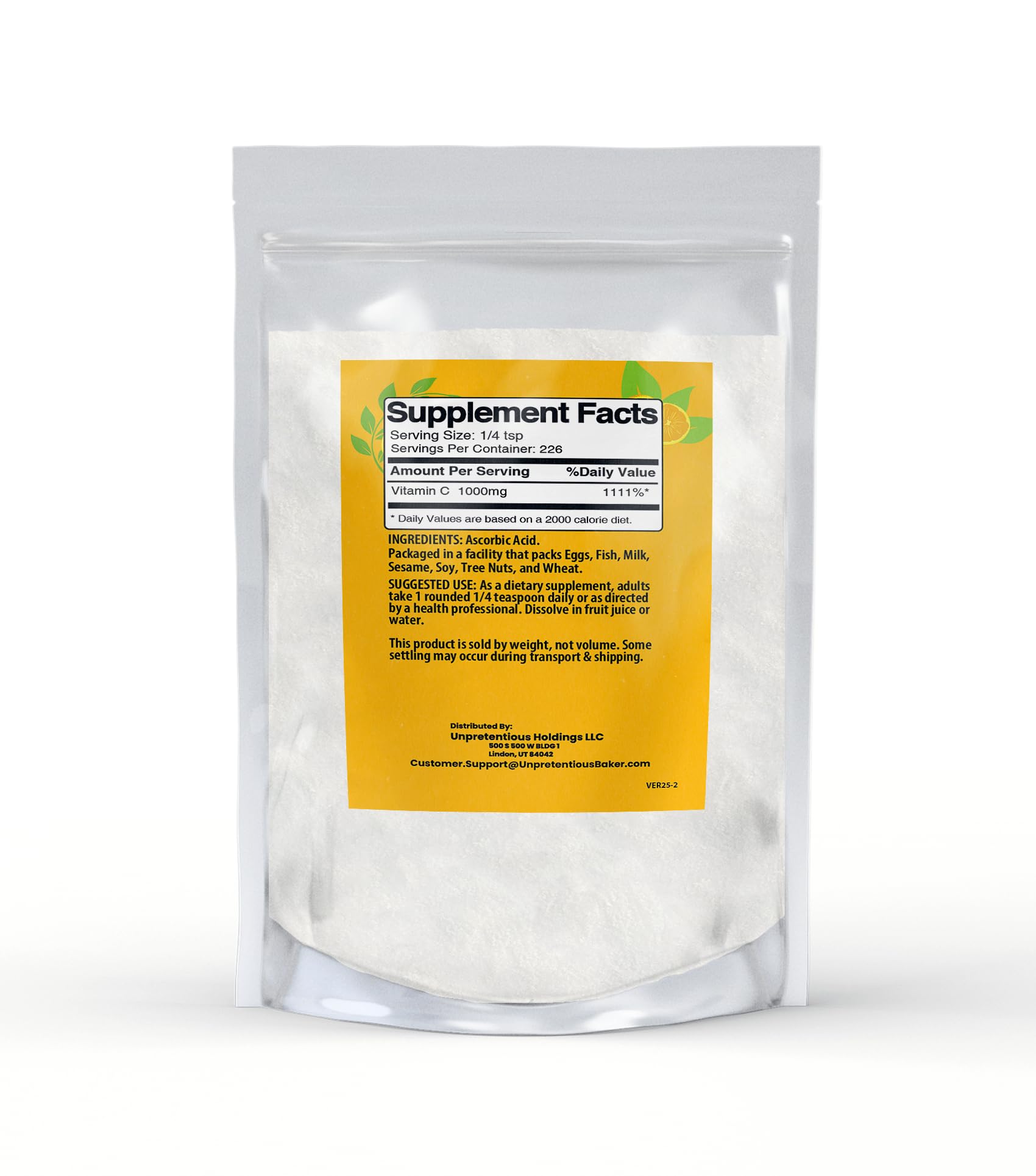 Acide ascorbique Unpretentious, poudre prête à cuisiner pour pains et confitures.