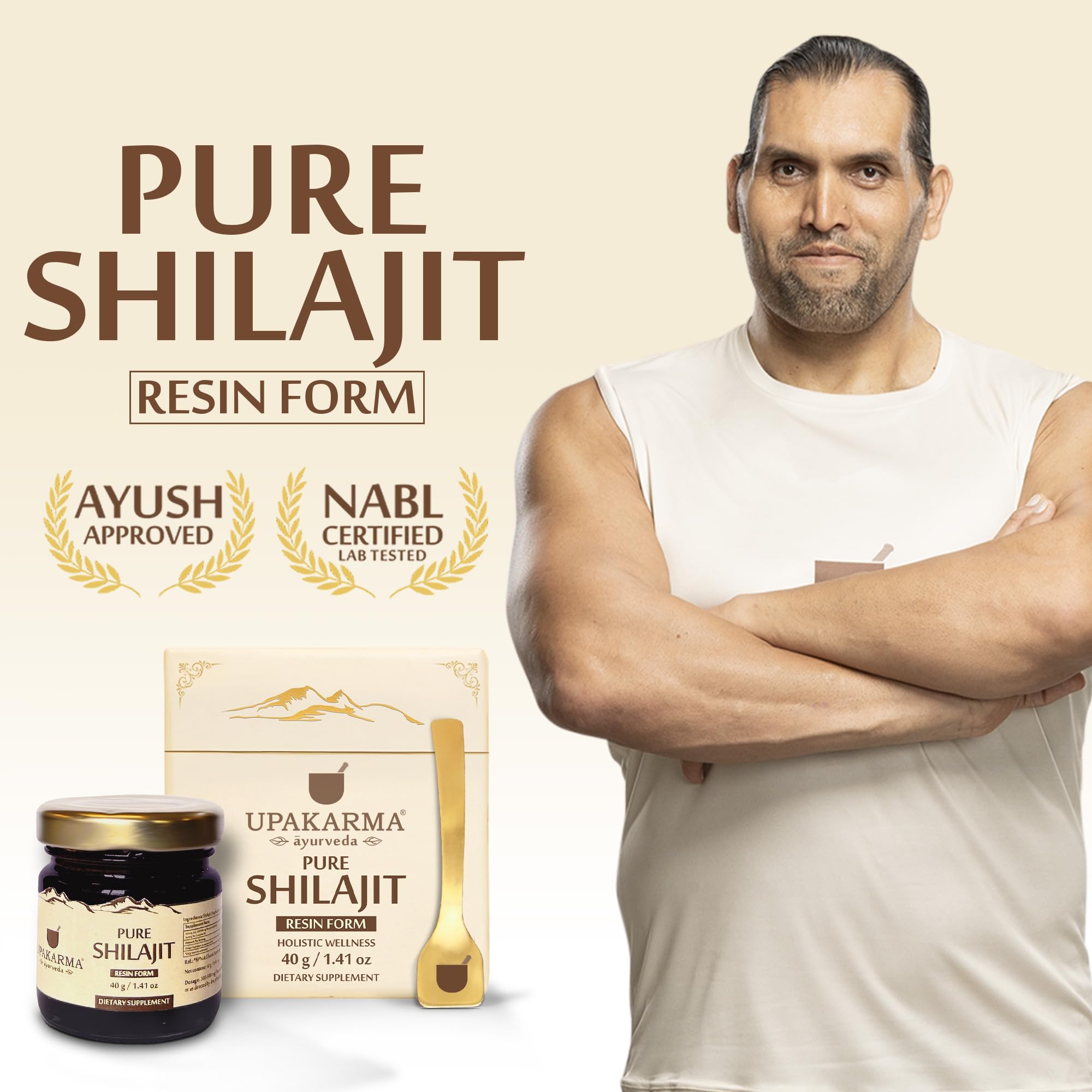 UPAKARMA résine Shilajit semi-liquide – couleur brun clair, pratique dosage.