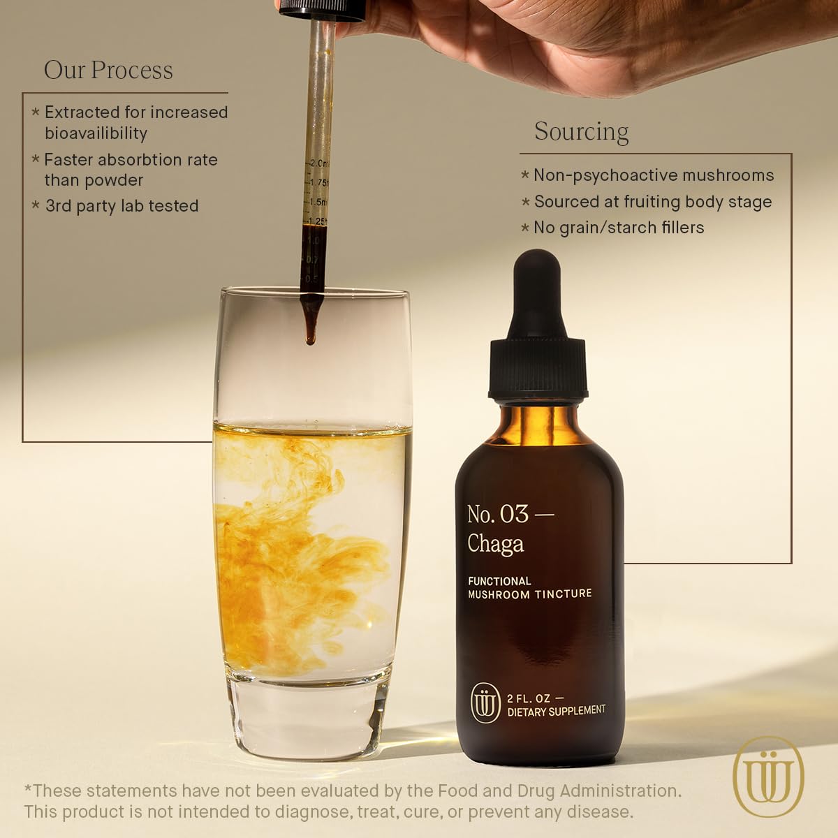 UPHORIC URTH Chaga: morceau-chaga-seche illustrant l'extraction naturelle.