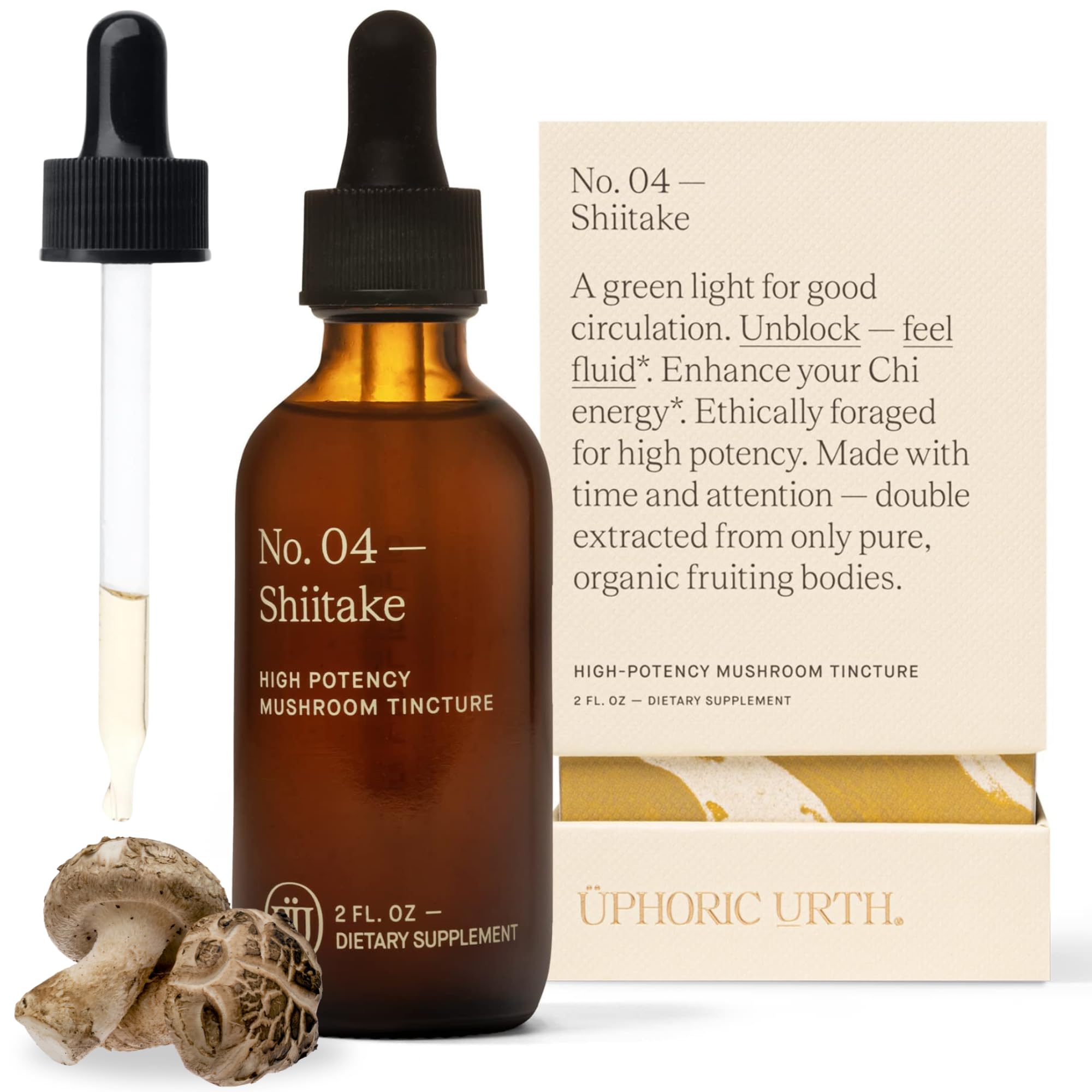 Bouteille UPHORIC URTH Shiitake tincture prête à l’emploi et facile à intégrer dans une routine quotidienne.